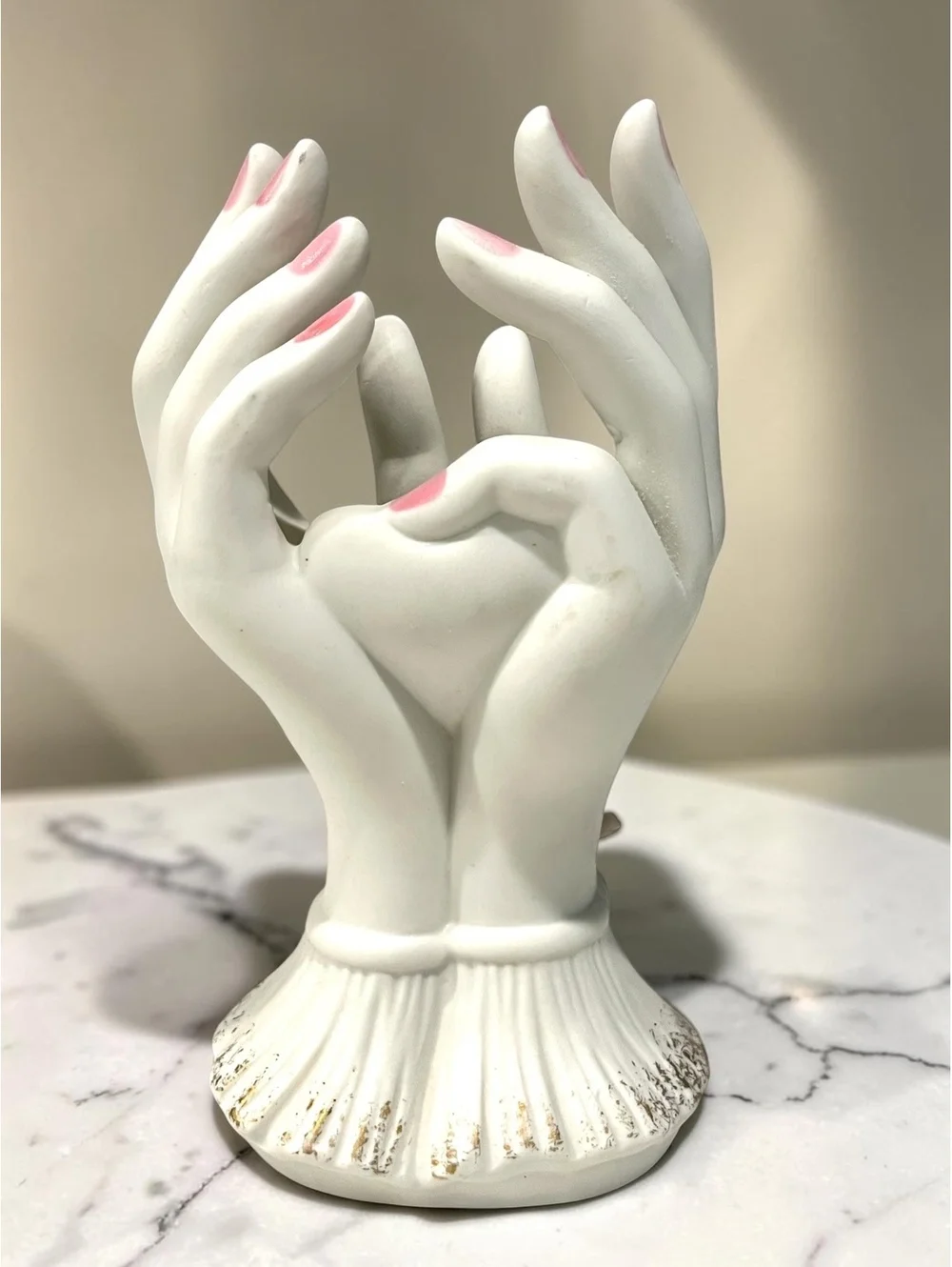Vintage Lefton 1791 Lady Hands Bud Vase Bisque Porcelain Roses Japan 6.75”